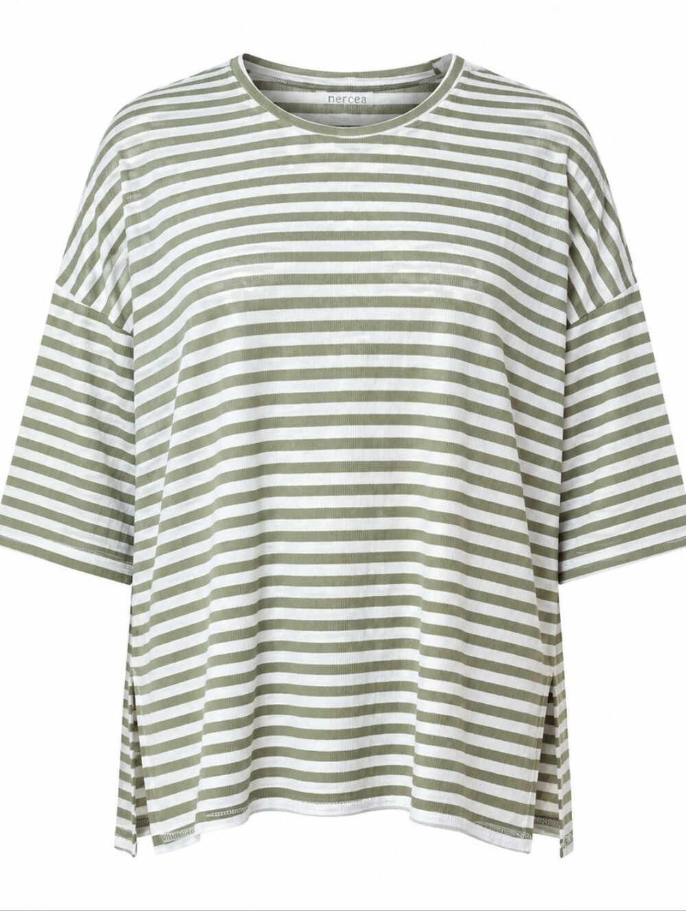MERSEA | Sage Green Stripe Boxy Oversized Side Slit Tunic Top | OS